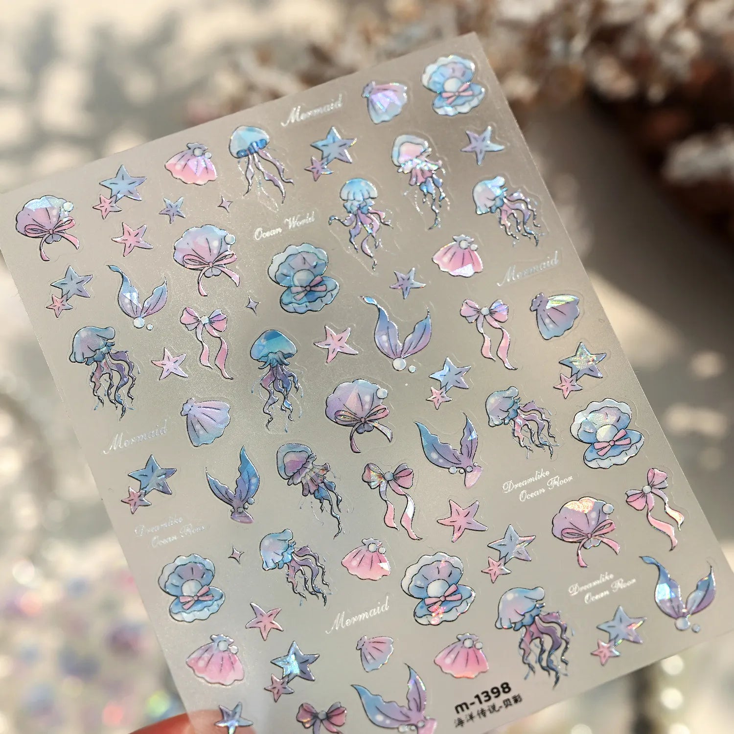 3D Mermaidcore Starfish & Shell Nail Stickers - Pastel Ocean Decals