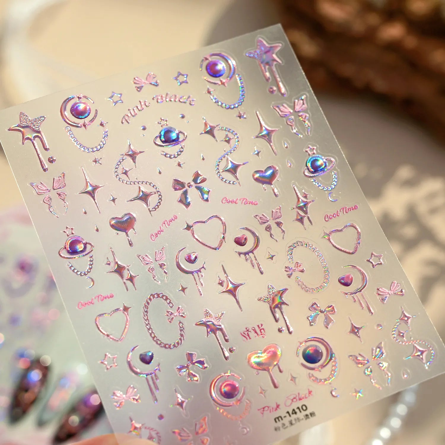 Gold Celestial Nail Stickers | Magical Girl Stars Moon & Bow Y2K Decals