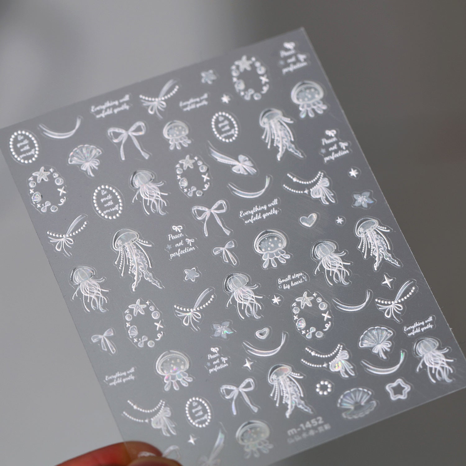Holo Jellyfish & Bow Nail Stickers - Mermaidcore Decals