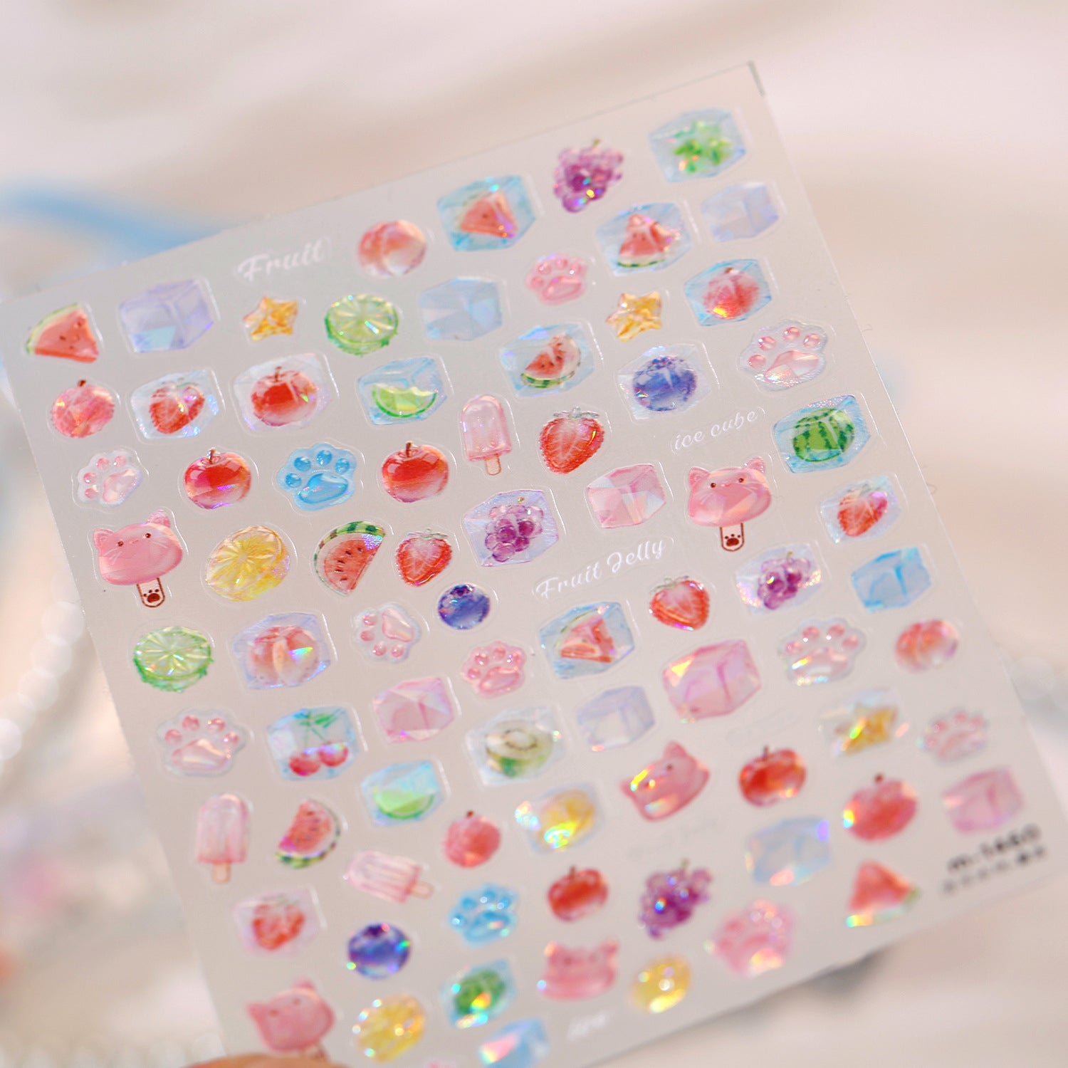 3D Kawaii Ice Cube & Fruit Jelly Nail Stickers