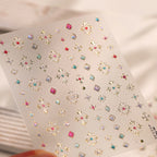 3D Vintage Cross & Gem Nail Stickers - Baroque Jewelry Decals