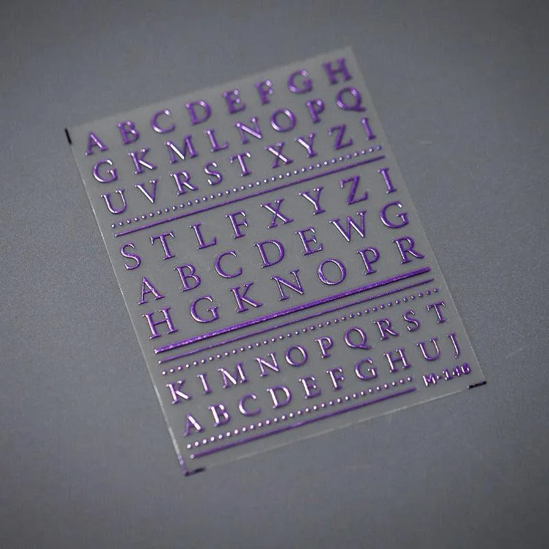 Metal Alphabet Nail Art Stickers Adhesive Sliders Silver Gold Initials Sticker Decals M146 purple