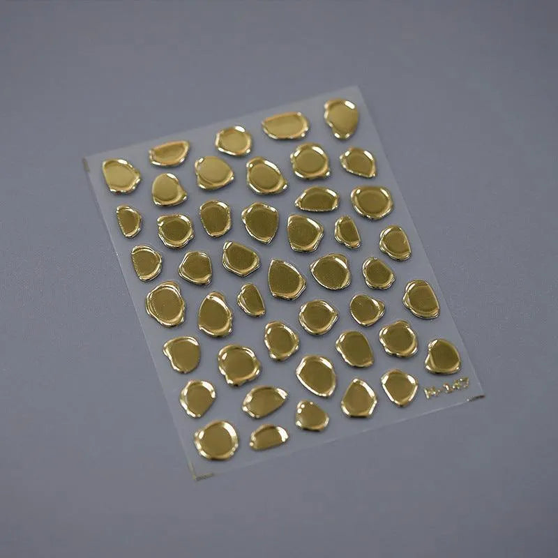 Metal Effect Nail Art Stickers Adhesive Gold Silver Stamp Sticker Decals M147 Gold