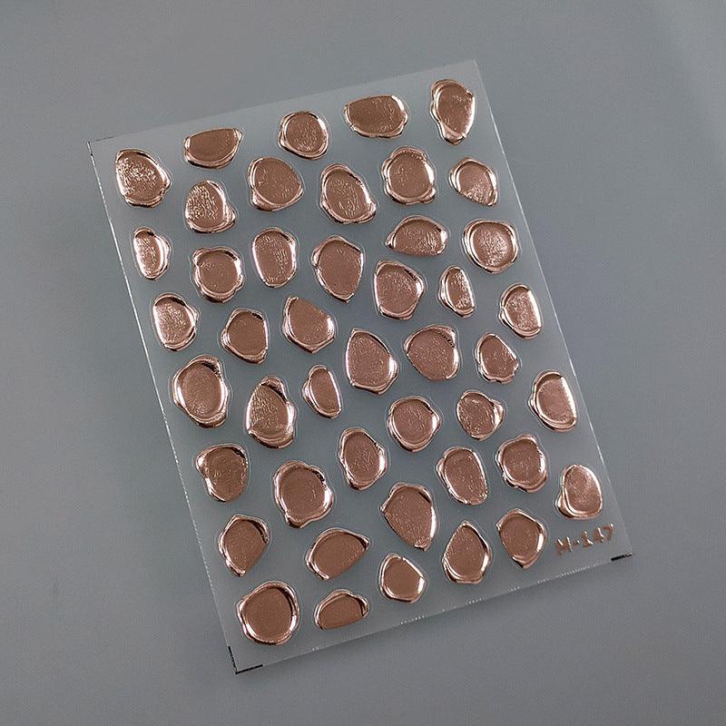 Metal Stamp Design Nail Art Stickers Adhesive Embossed Sticker Decals M147 rose gold 