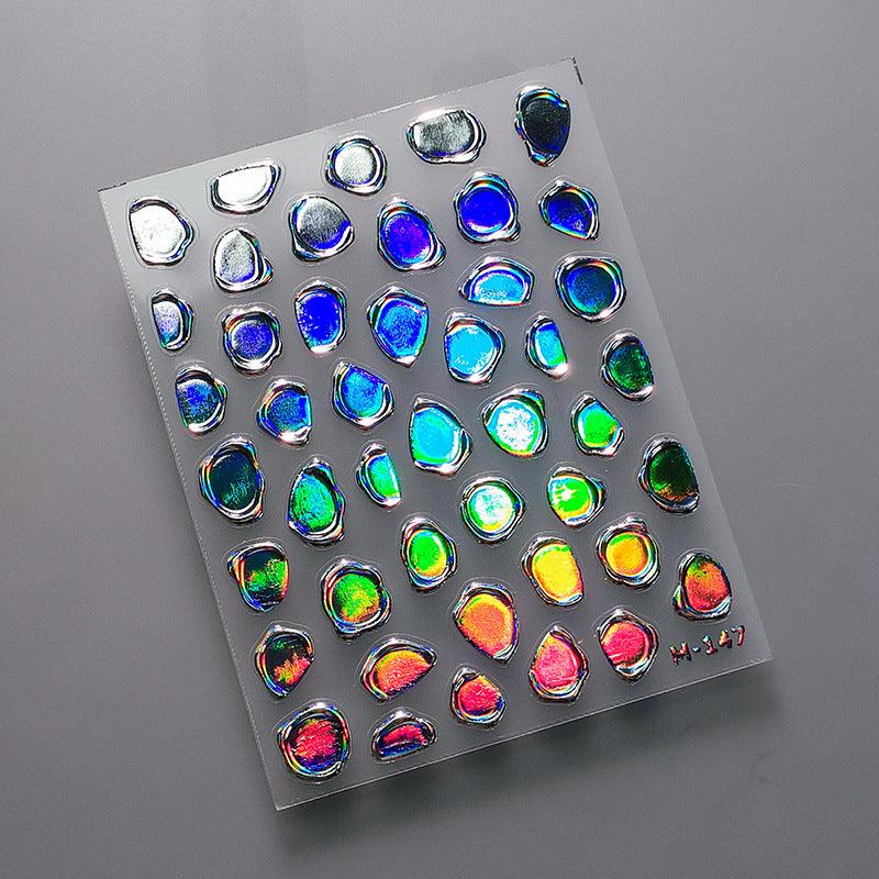 Metal Stamp Design Nail Art Stickers Adhesive Embossed Sticker Decals M147 laser