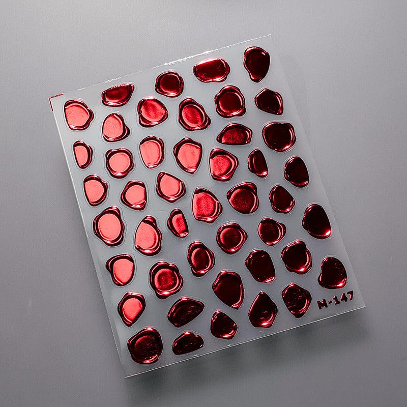 Metal Stamp Design Nail Art Stickers Rose Gold Stamp Design Adhesive Embossed Sticker Decals M147 red