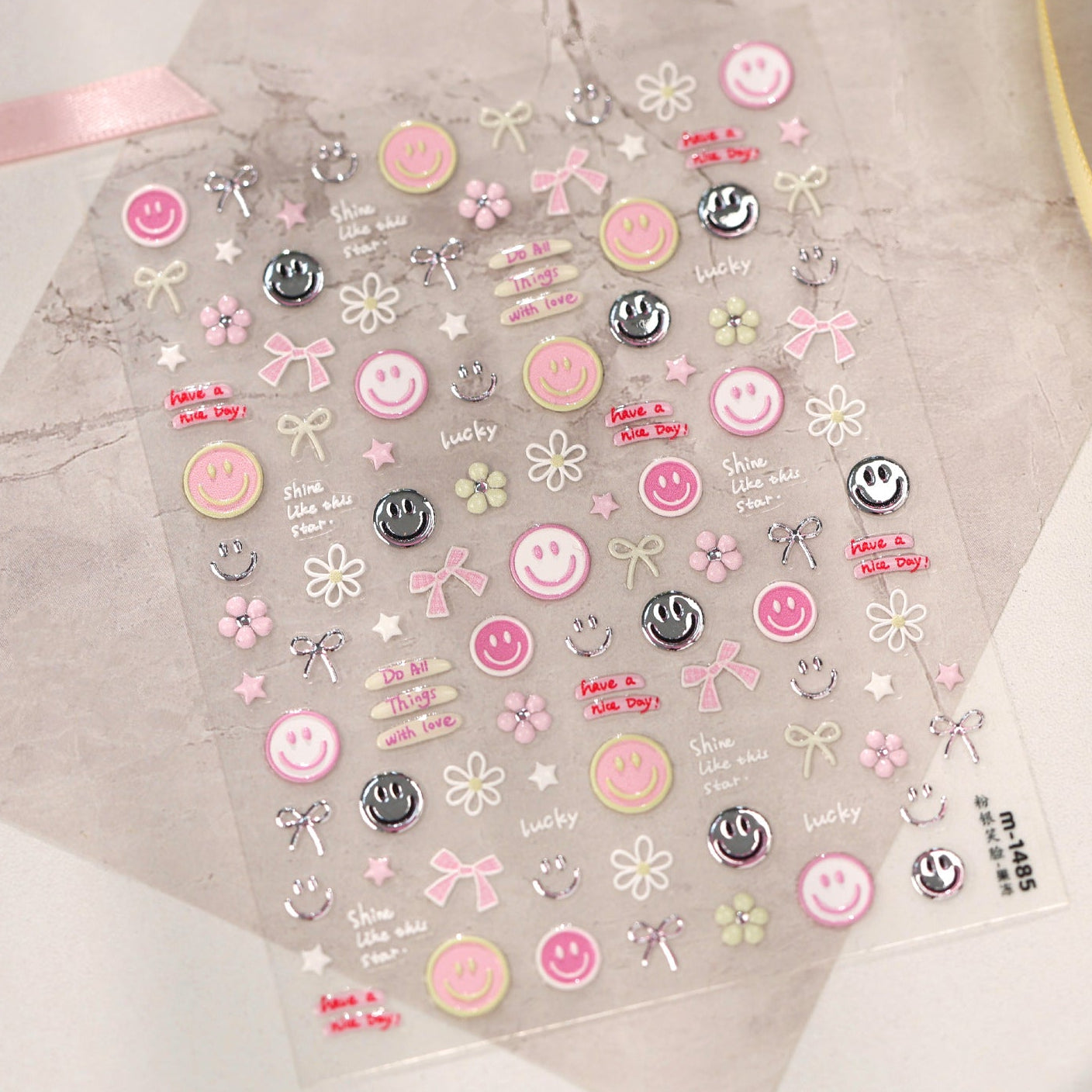 Kawaii Coquette Bow & Cherry 3D Nail Stickers