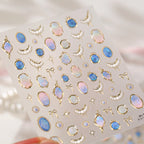 3D Gold Baroque & Opal Aura Celestial Nail Art Stickers 1488