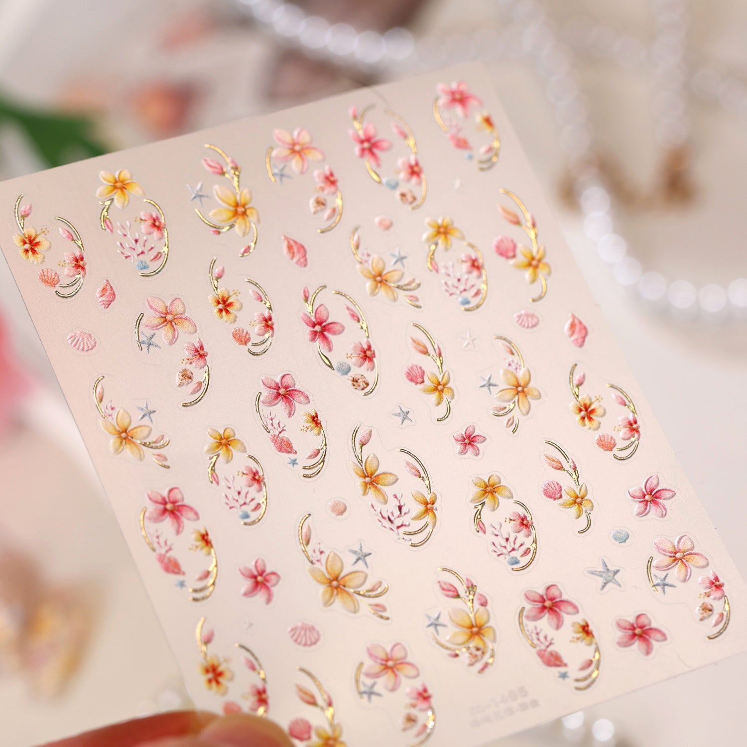 5D Vintage Floral Lace & Cherry Nail Stickers 492