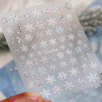 Winter Snowflake Nail Stickers Holographic Christmas Bow Reindeer Decals 1504