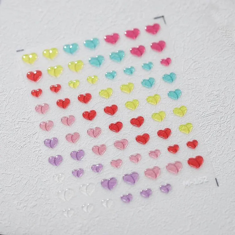 Nail Art Stickers Adhesive Slider Candy Colors Love Heart Jelly Sticker Decals M152