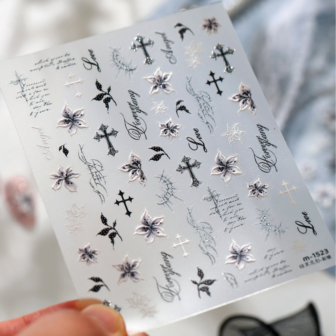 Goth & Y2K Nail Stickers - Crosses, Chains, Evil Eyes Dark Arts Decals 