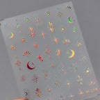 Metal Effect Nail Art Stickers Adhesive Sliders Laser Moon Lace Sticker Decals M158