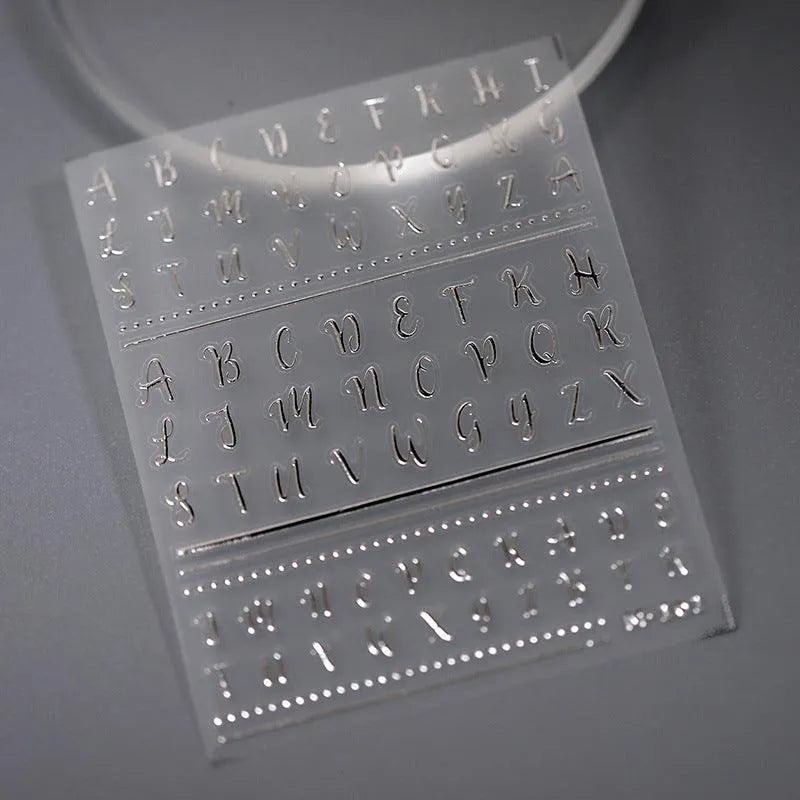 Gold Initials Nail Art Stickers Adhesive Silver Alphabet Letters Sticker Decals M161 silver