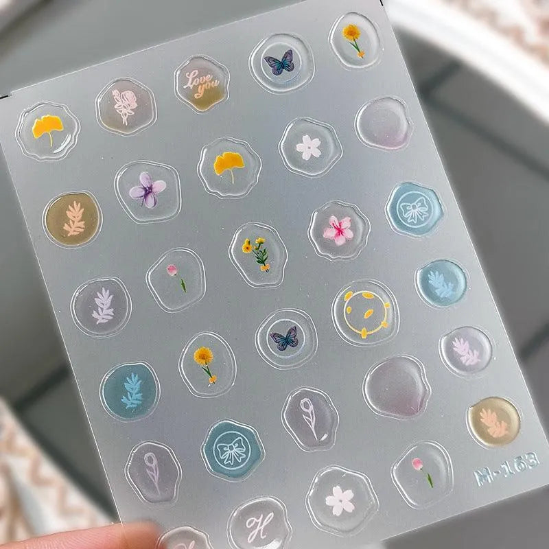 Nail Art Stickers Adhesive Dried Flower Sticker Decals M163