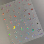Nail Art Stickers Adhesive Slider Gold Silver Moon Shape Metal Sticker Decals M164 pink
