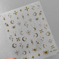 Nail Art Stickers Adhesive Slider Gold Silver Moon Snake Shape Metal Sticker Decals M165 gold