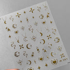 Nail Art Stickers Adhesive Slider Gold Silver Moon Snake Shape Metal Sticker Decals M165 gold