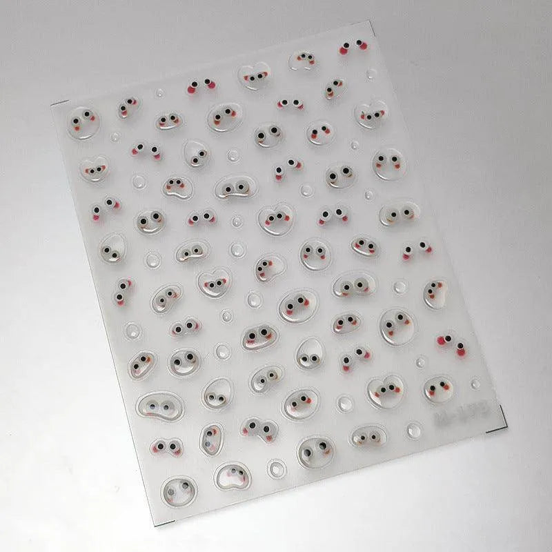 Cartoon Eyes Nail Art Stickers Adhesive Embossed Jelly Eyes Sticker Decals M173