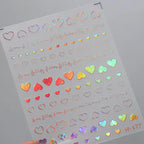 Nail Art Stickers Adhesive Slider Red Heart Embossed Sticker Decals  M177 pink