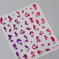 Red Mermaid Nail Art Stickers Adhesive Metal Sticker Decals M179