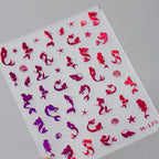 Red Mermaid Nail Art Stickers Adhesive Metal Sticker Decals M179