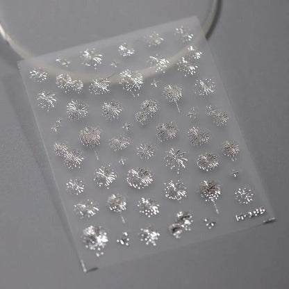 Fantasy Fireworks Nail Art Stickers Adhesive Embossed Fireworks Sticker Decals M195 silver