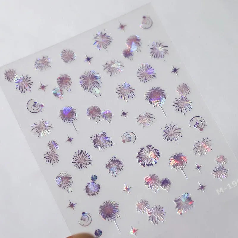 Fantasy Fireworks Nail Art Stickers Adhesive Embossed Fireworks Sticker Decals M196