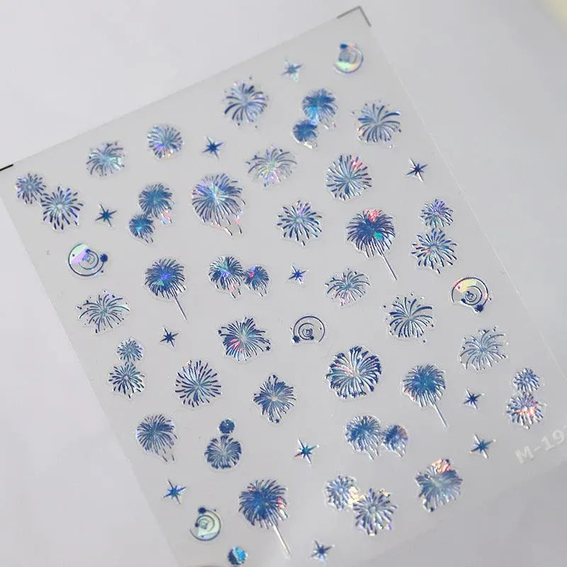 Fantasy Fireworks Nail Art Stickers Adhesive Embossed Fireworks Sticker Decals M197