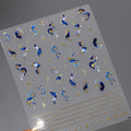 Blue Marble Design Nail Art Stickers Gold Lines Adhesive Sticker Decals M205