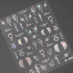 Nail Art Stickers Adhesive Slider White Wings Sticker Decals M208