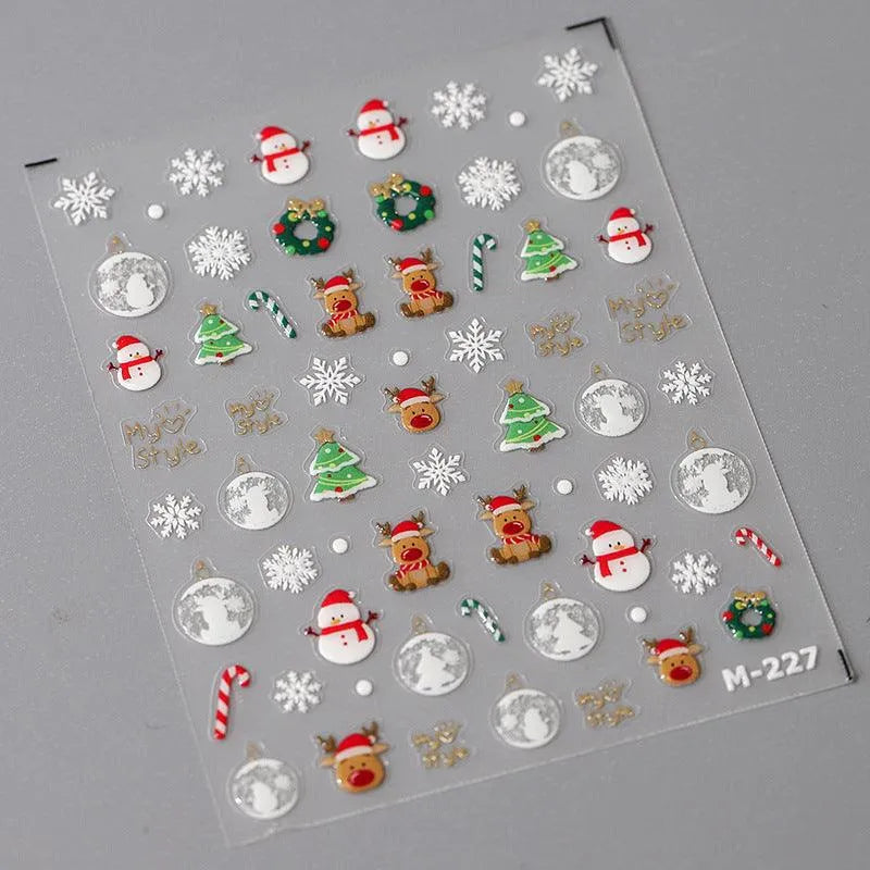 Christmas Snowman Nail Art Stickers Snowflake Winter Adhesive Sticker Decals M227