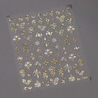Gold Floral Nail Art Stickers 3D Adhesive Slider Metal Flower Sticker Decals M255