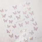 Laser Pink Butterfly Nail Art Stickers Adhesive Slider Embossed Sticker Decals M261