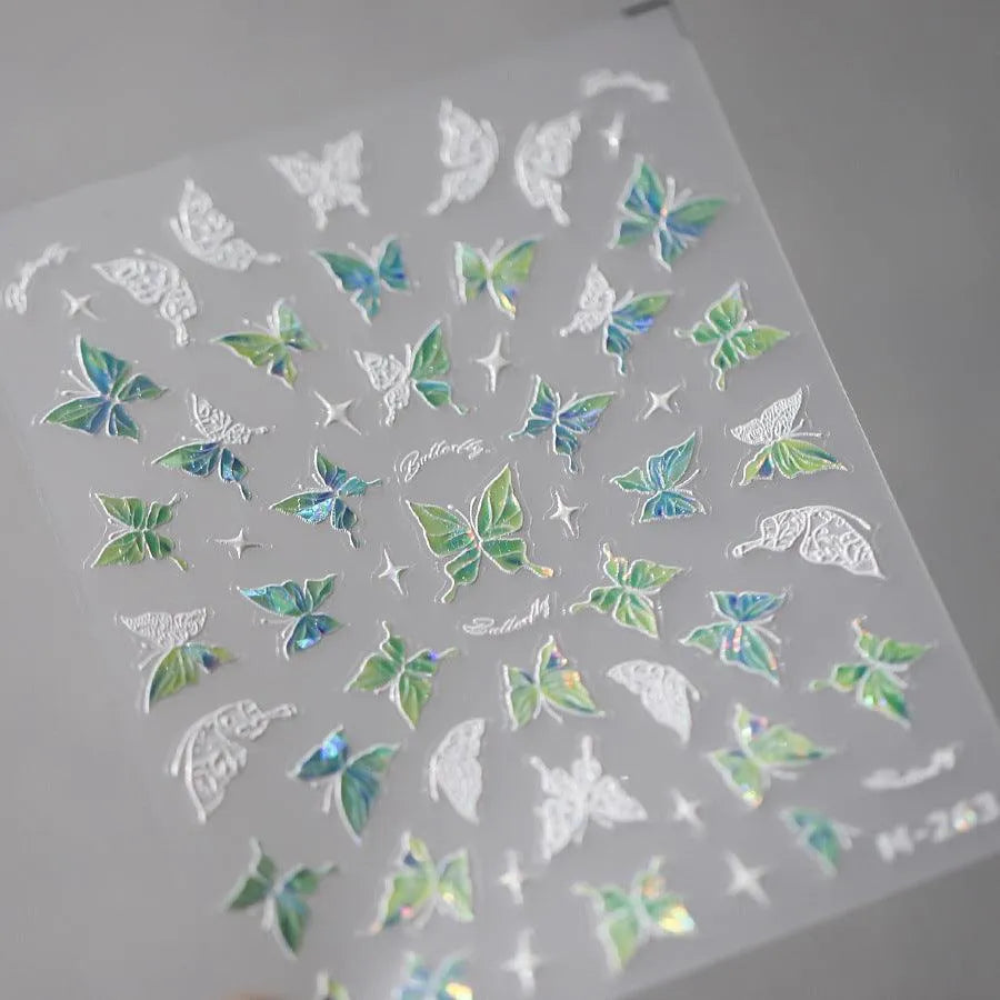 Nail Art Stickers Adhesive Slider Laser Butterfly Sticker Decals M263