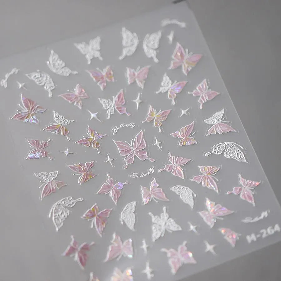 Nail Art Stickers Adhesive Slider Laser Butterfly Sticker Decals M264