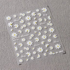 White Daisy Flower Nail Art Stickers 3D Adhesive Slider Daisy Floral Sticker Decals M282