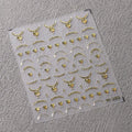 Gold French Line Nail Art Stickers Adhesive Slider Gold Silver Heart Sticker Decals M288