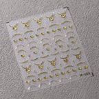 Gold French Line Nail Art Stickers Adhesive Slider Gold Silver Heart Sticker Decals M288