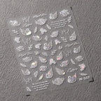 White Swan Nail Art Stickers Adhesive Slider Swan Flower Sticker Decals M327