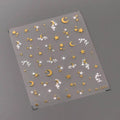 Gold Silver Star Nail Art Stickers Adhesive Embossed Moon Stars Metal Color Sticker Decals M344