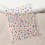 Seahorse Nail Stickers Colorful Shell Adhesive Embossed Summer Nail Art Sticker Decals M367