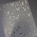 Silver Butterfly Nail Stickers with Moon & Stars Celestial Adhesive Nail Art Decals M381