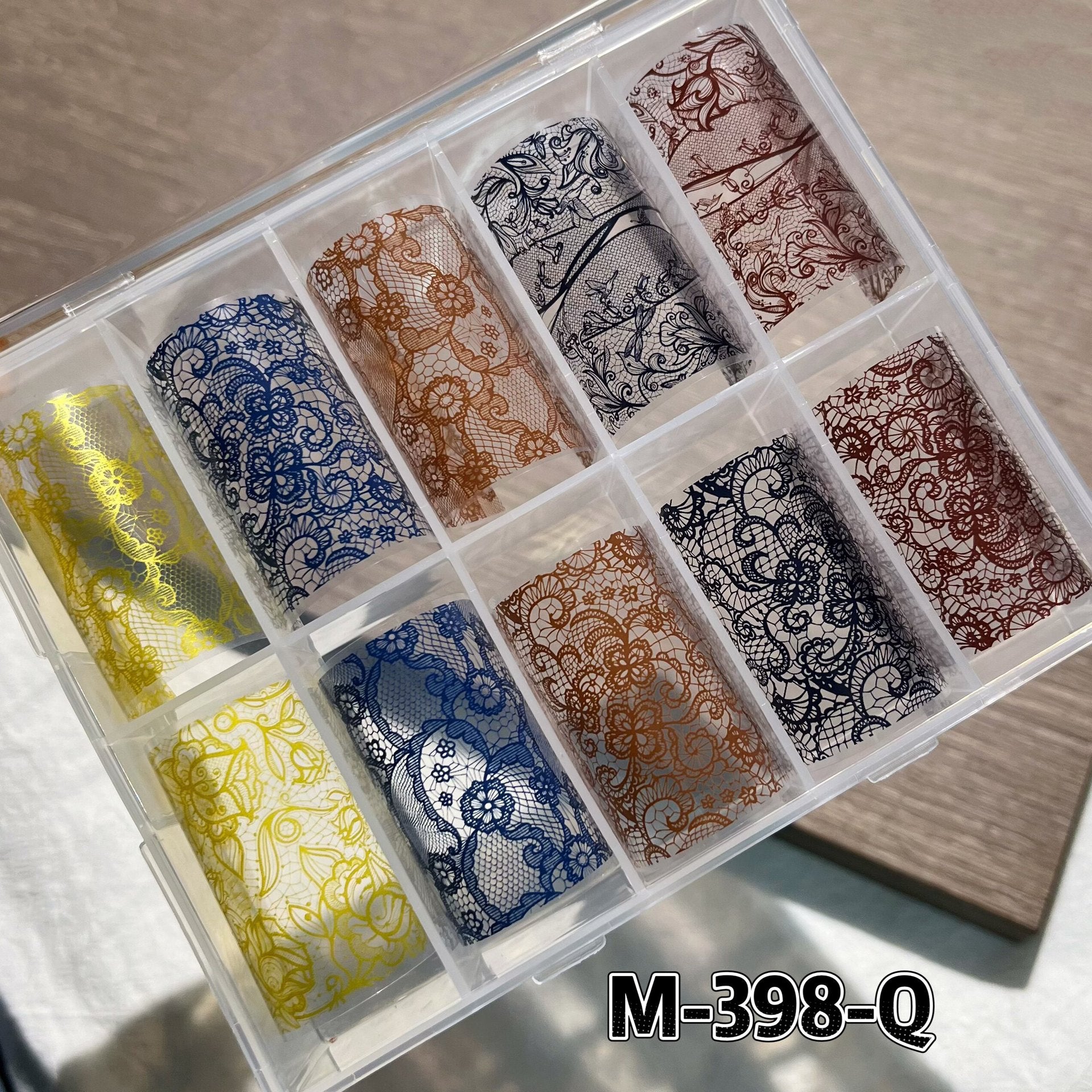 Elegant Lace Nail Foil Set - White & Black Floral Wedding Art Decals