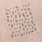 Gold Outline Butterfly Nail Art Stickers Adhesive Tulip Flowers Embossed Sticker Decals M411