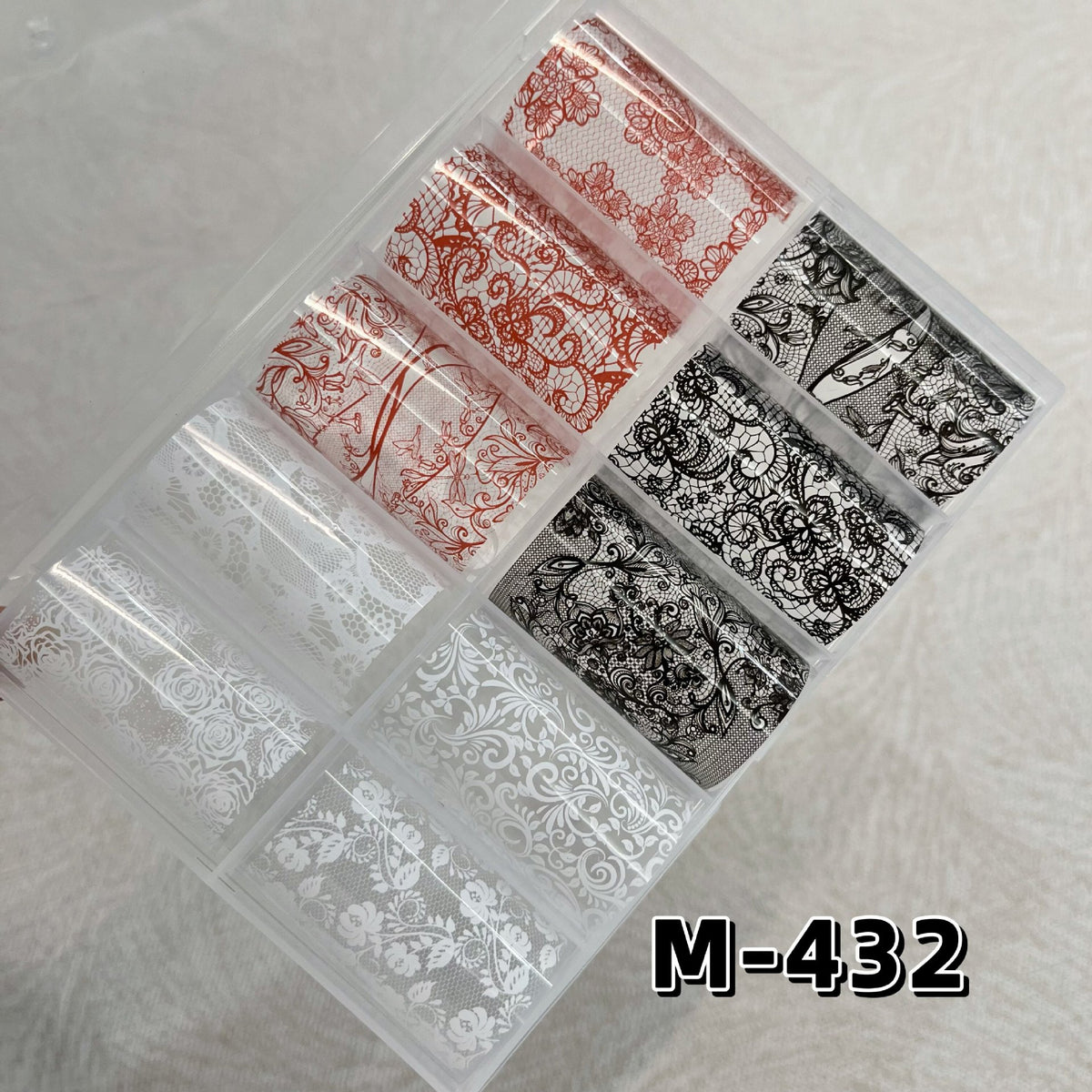 Elegant Lace Nail Foil Collection - White & Black Floral Wedding Art Decals