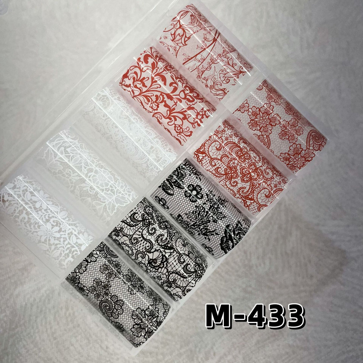 Elegant Lace Nail Foil Collection - White & Black Floral Wedding Art Decals