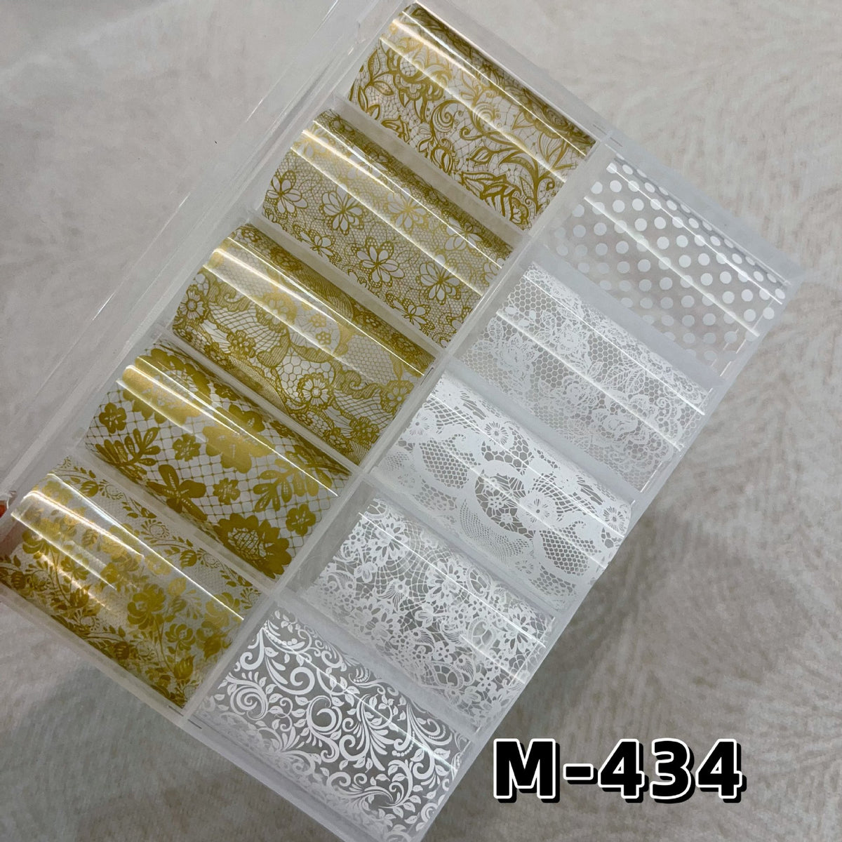 Elegant Lace Nail Foil Collection - White & Black Floral Wedding Art Decals