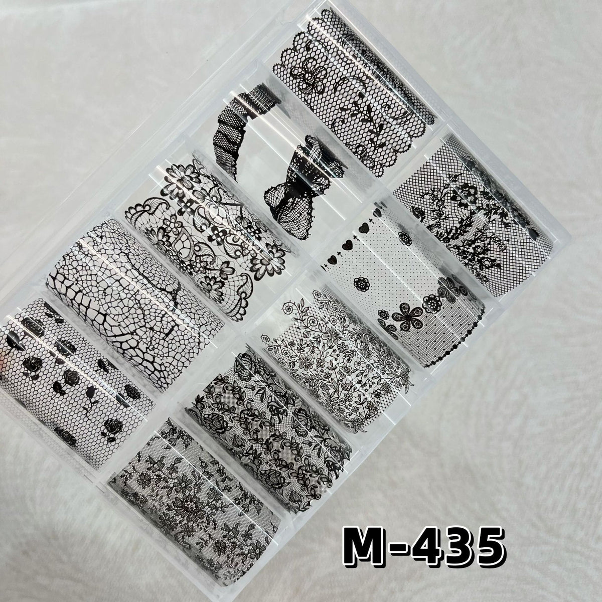 Elegant Lace Nail Foil Collection - White & Black Floral Wedding Art Decals