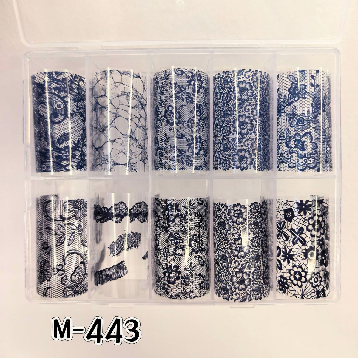 Elegant Lace Nail Foil Collection - White & Black Floral Wedding Art Decals